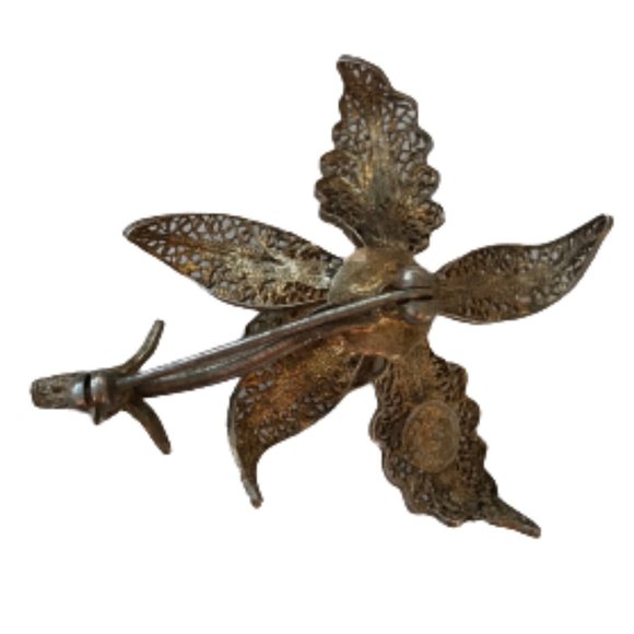 Topazio Gold plating Sterling Silver Flower Brooch - Picture 7 of 8